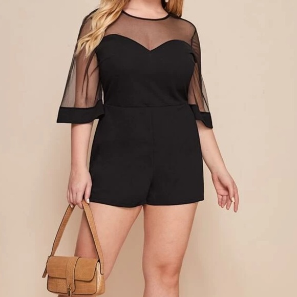 NEW•L-1X•Sugared + Bronzed Mesh Your Heart Sweetheart Romper - Picture 3 of 16